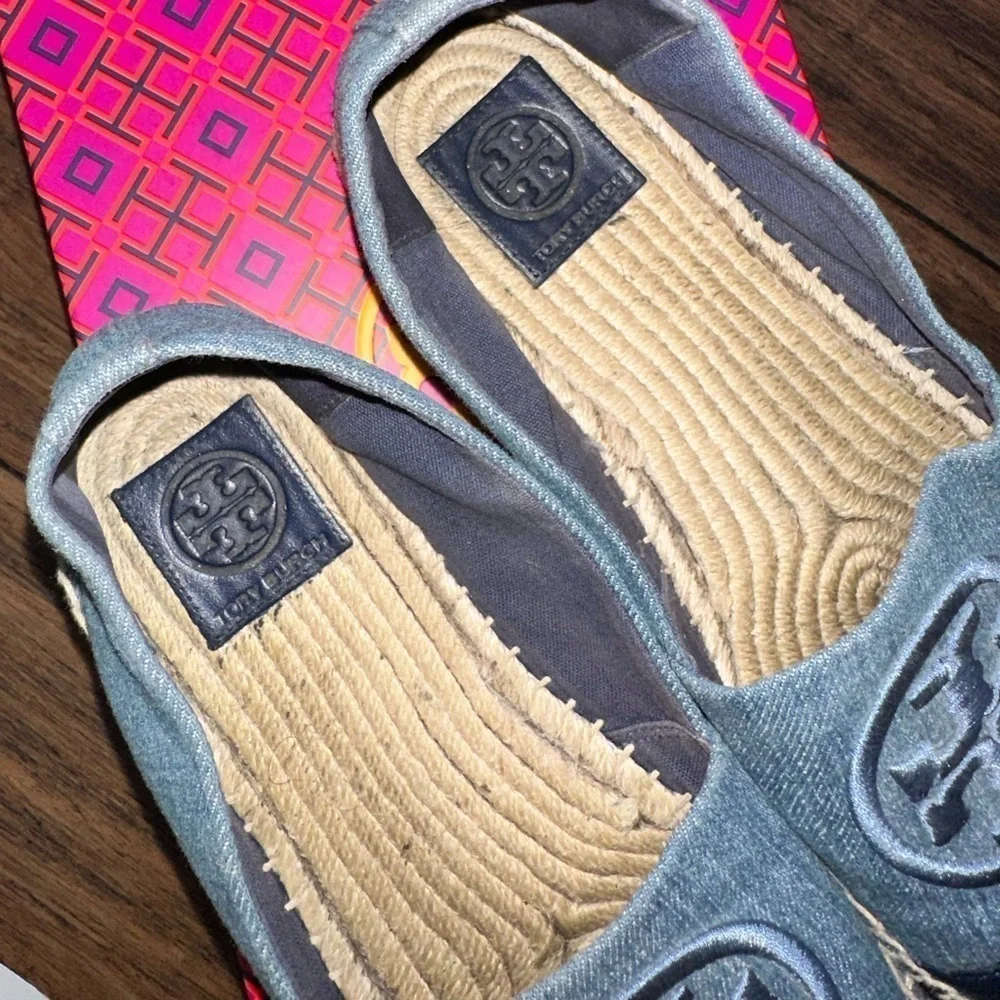 Tory Burch Espadrilles denim leather cap toe flats loafers platforms